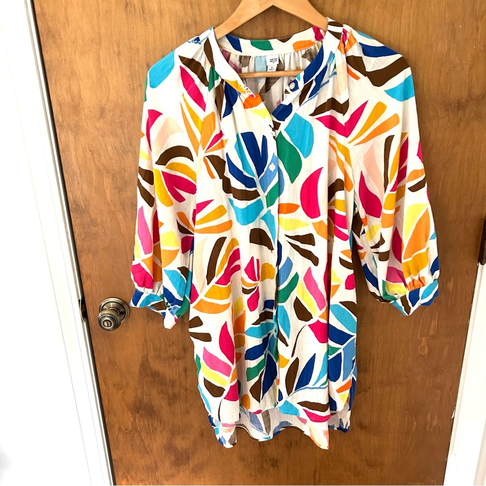 Tabitha Brown Target Botanical Print Puff Sleeve Mini Floral Dress. Size Small. - Picture 3 of 11